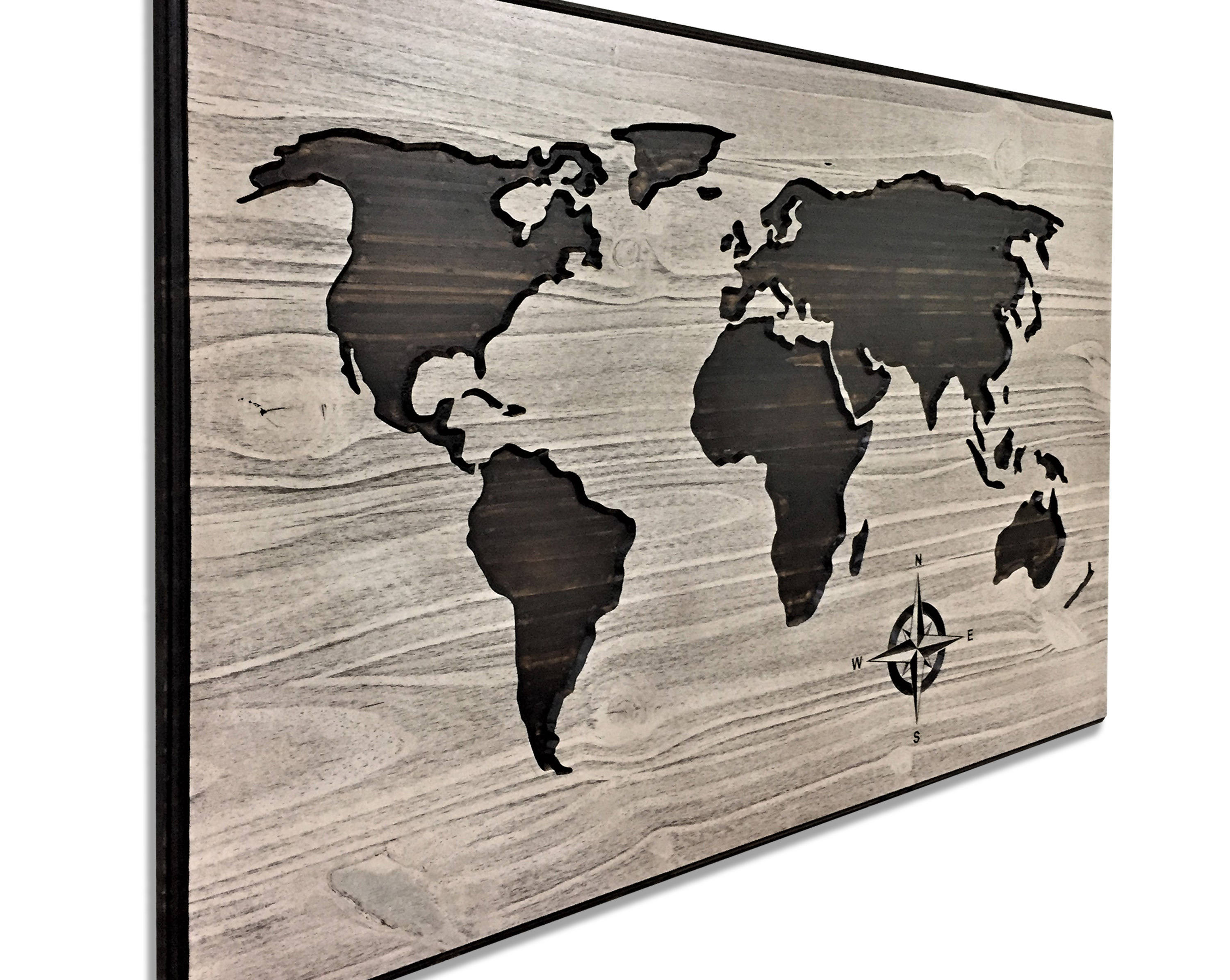 Carved wooden world map wood wall art world map home decor Etsy