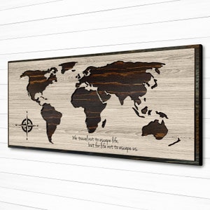 World Map Art, Map of World, World with Continents, Wood Wall Art, Carved, 3D Art, Anniversary Gift, Wedding Guestbook, Husband, Wife