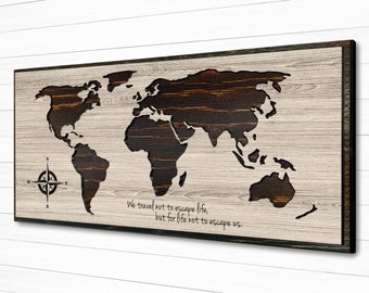 World Map Art, Map of World, World with Continents, Wood Wall Art, Carved, 3D Art, Anniversary Gift, Wedding Guestbook, Husband, Wife