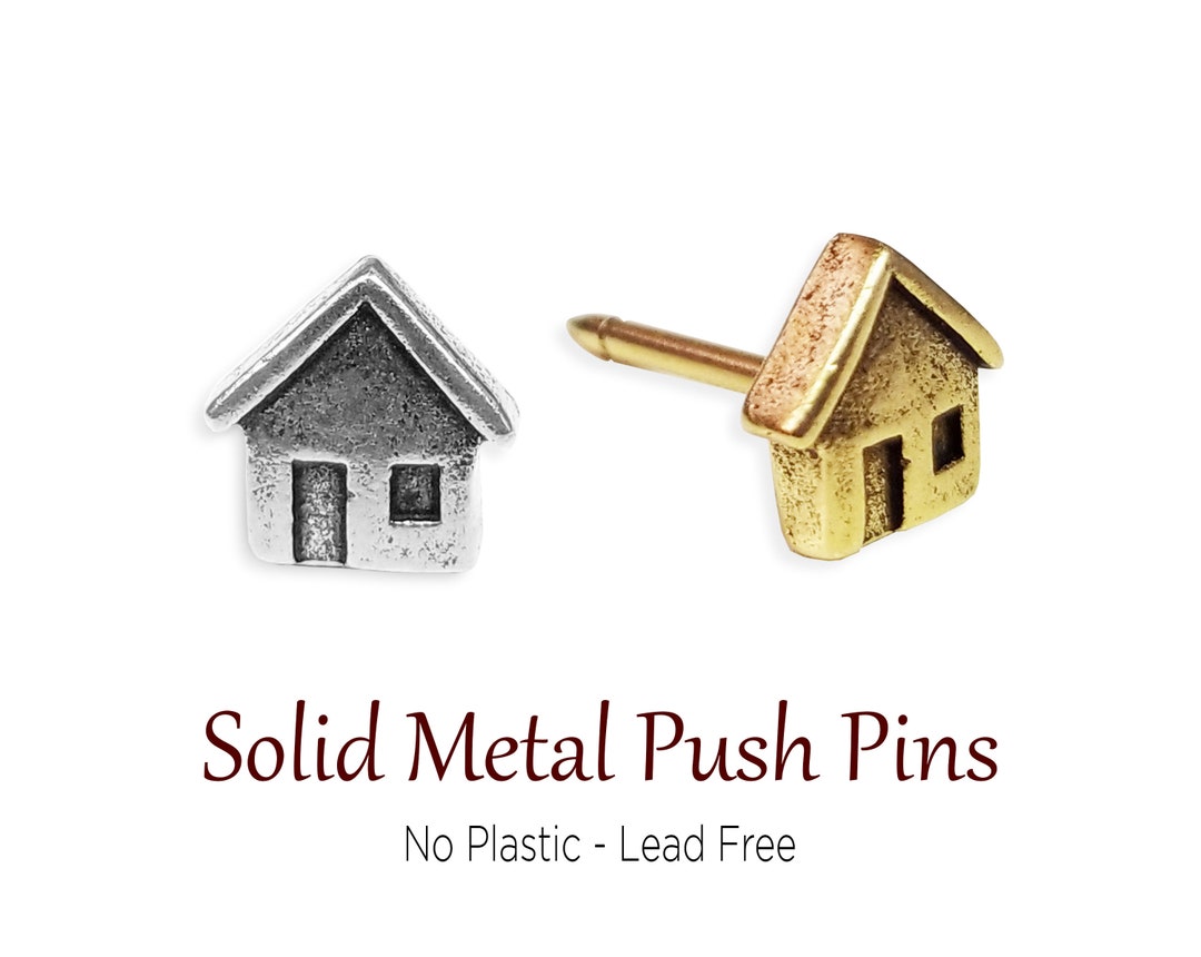 Gold & Silver Simple Round Flat Push Pins Small Profile 