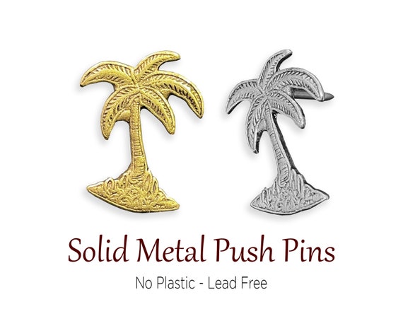Silver & Gold Palm Tree Push Pins Tropical Golden Pushpin - Etsy