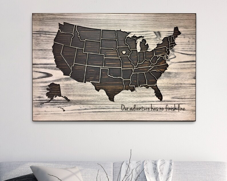 Wooden US Map Wood wall art Home Wall Decor United States Etsy