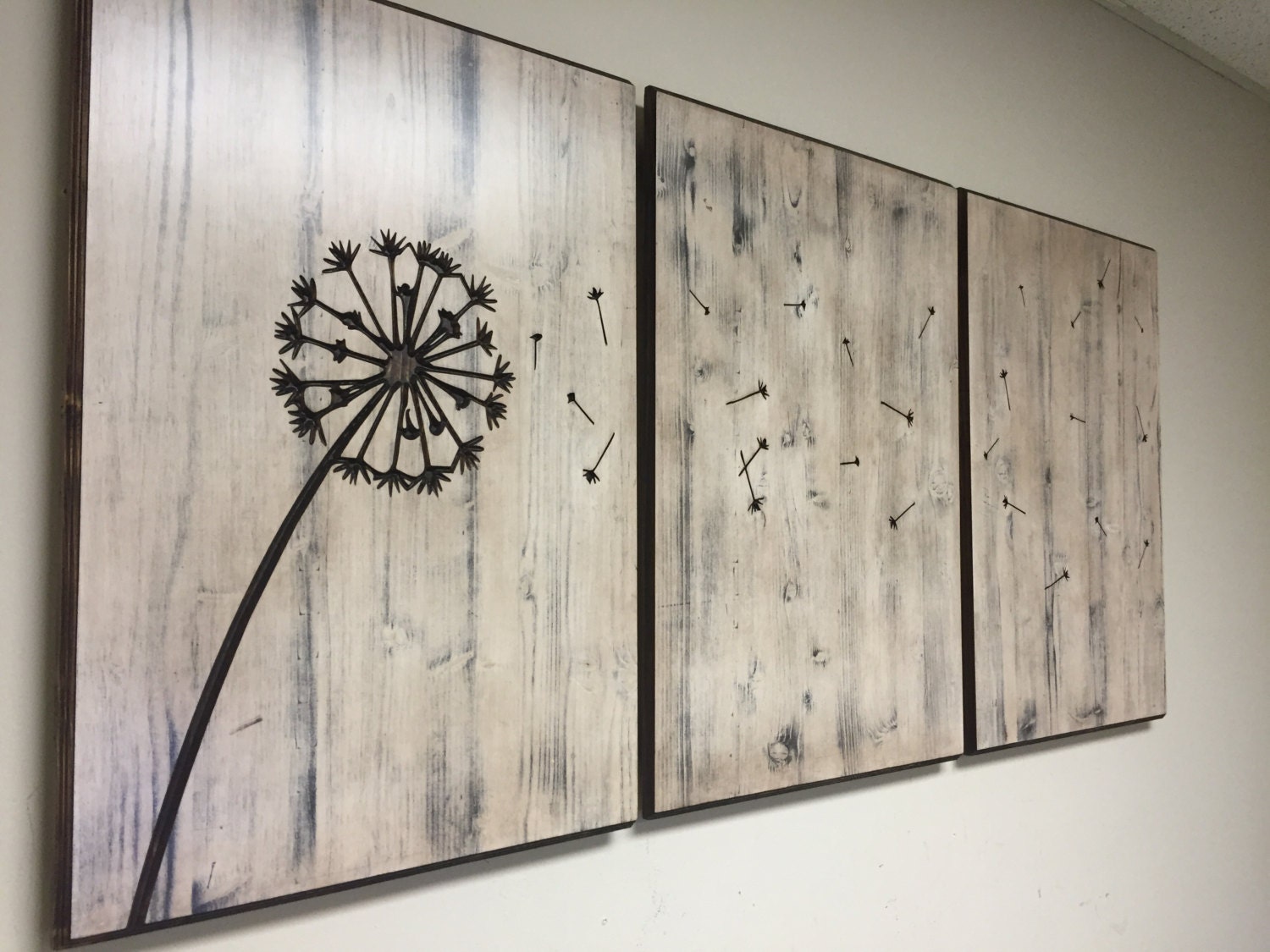 Dandelion Wood Wall Art Home Decor wood sign Carved Etsy