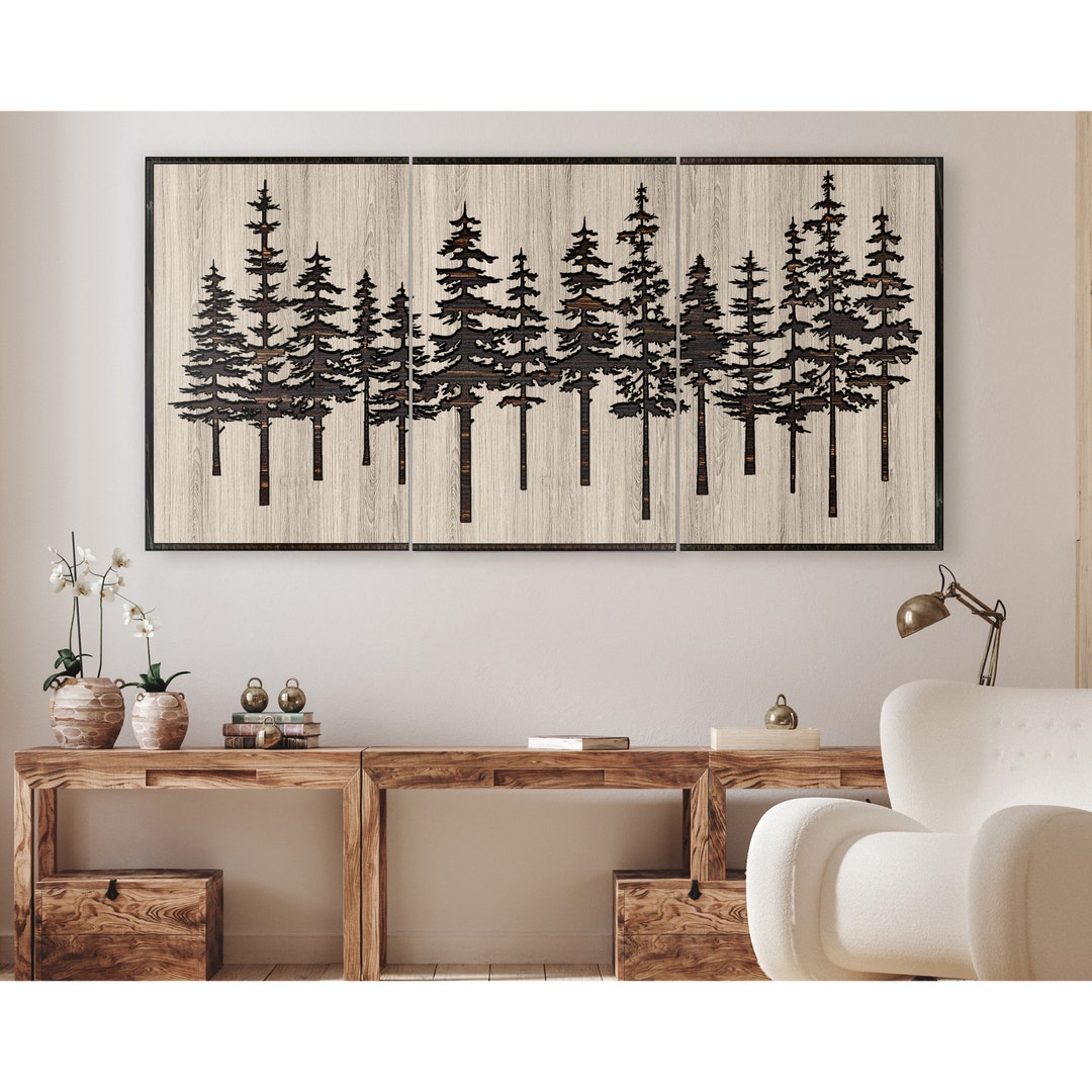 Custom Wood Wall Art Carved Into Wood Nature and Cabin Art Evergreen