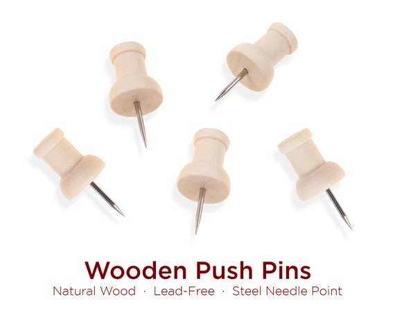 Wooden Push Pins, Minimalistic Travel Markers, Wood Thumb Tack for Cork  Board, Natural Wood, Sturdy, Simple Map Pushpin 