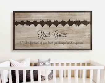 Heartbeat Sign, Custom Hearbeat, Send us the sonogram, we'll carve it, Nursery Decor, New Baby Gift, Baptism, New Birth, Name Sign, Boy/Girl