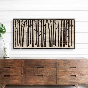 Carved Birch Tree Art, 3D Wood Wall Art, Tree Wall Decor, Large, Aspen, Tree Print, Poster, Canvas, Decal, Anniversary Gift, Cabin Art