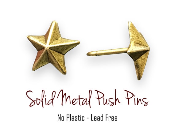 Push Pins Gold Stars Star Push Pins Push Pin Of Star Golden Antique Solid Metal No Plastic - 