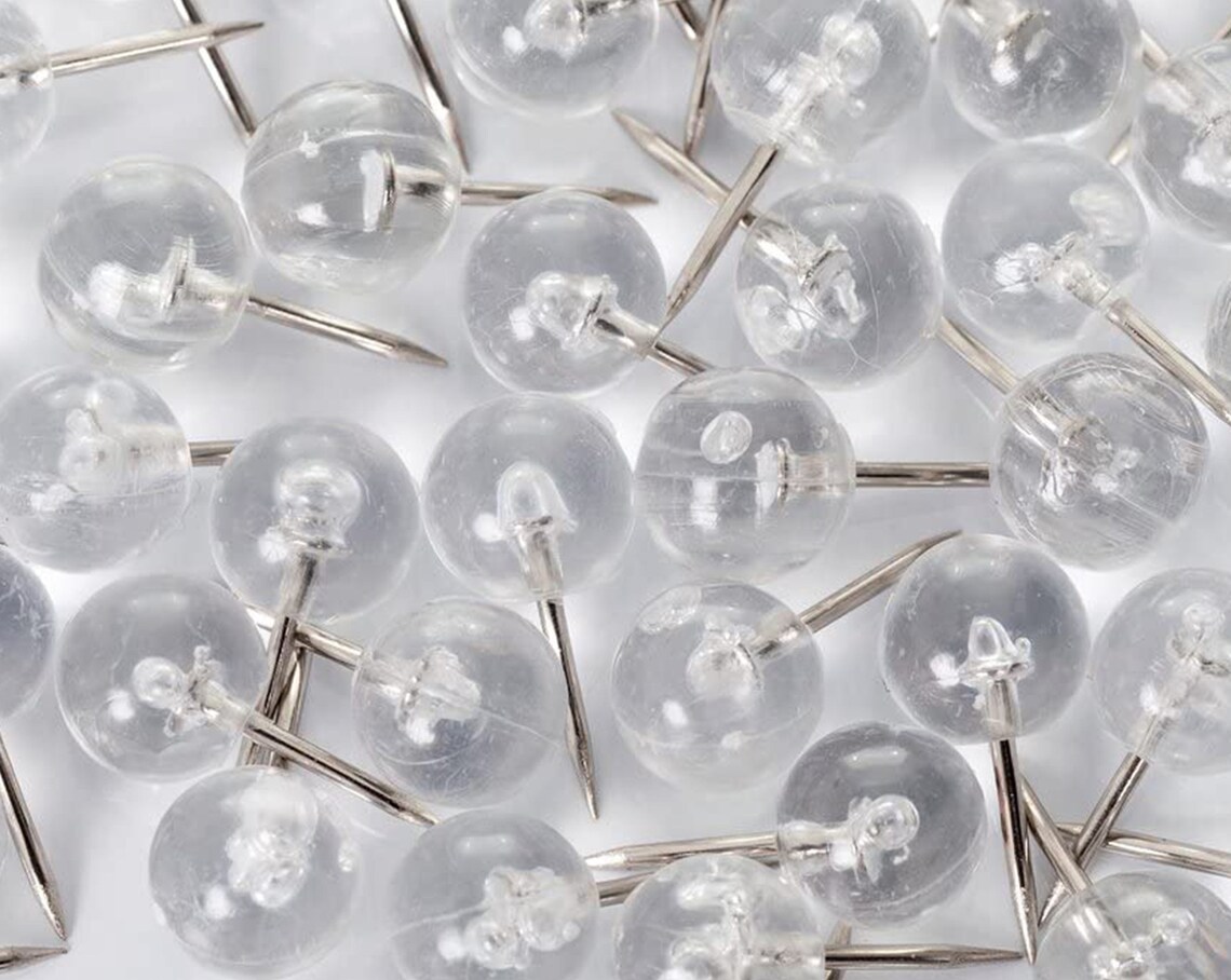 Clear Round Plastic Push Pins Sturdy Map Markers Simple Etsy