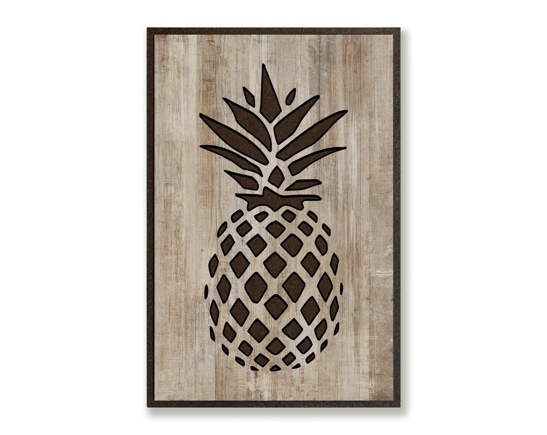 Pineapple Wall Decor, Pineapple Art, Tropical, Kitchen Decor, Rustic ...