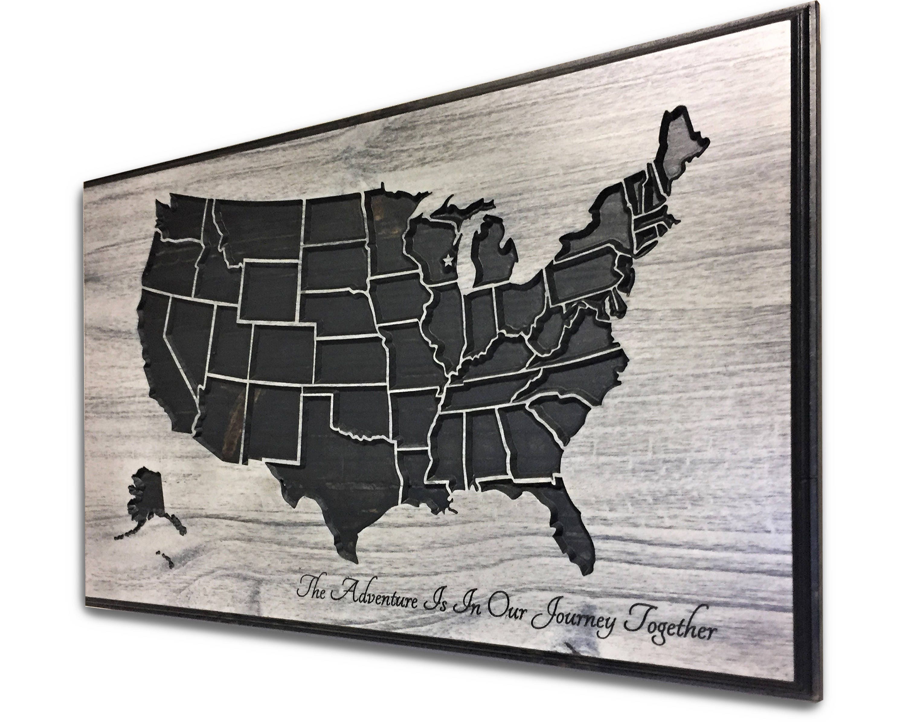 US Map Art United States Home Wall Decor Carved Customize Etsy
