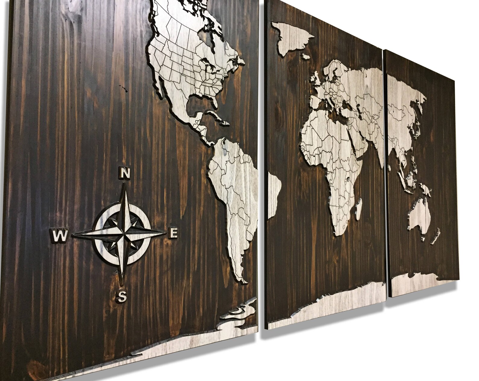 Unique World Map Wall Art Wood Home or Office Decor Etsy