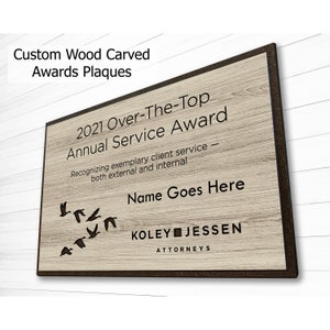 Carved Custom Awards Plaque - Wooden plaque - Corporate Business - Unique company gift ideas - Achievement - Retirment - Service Award