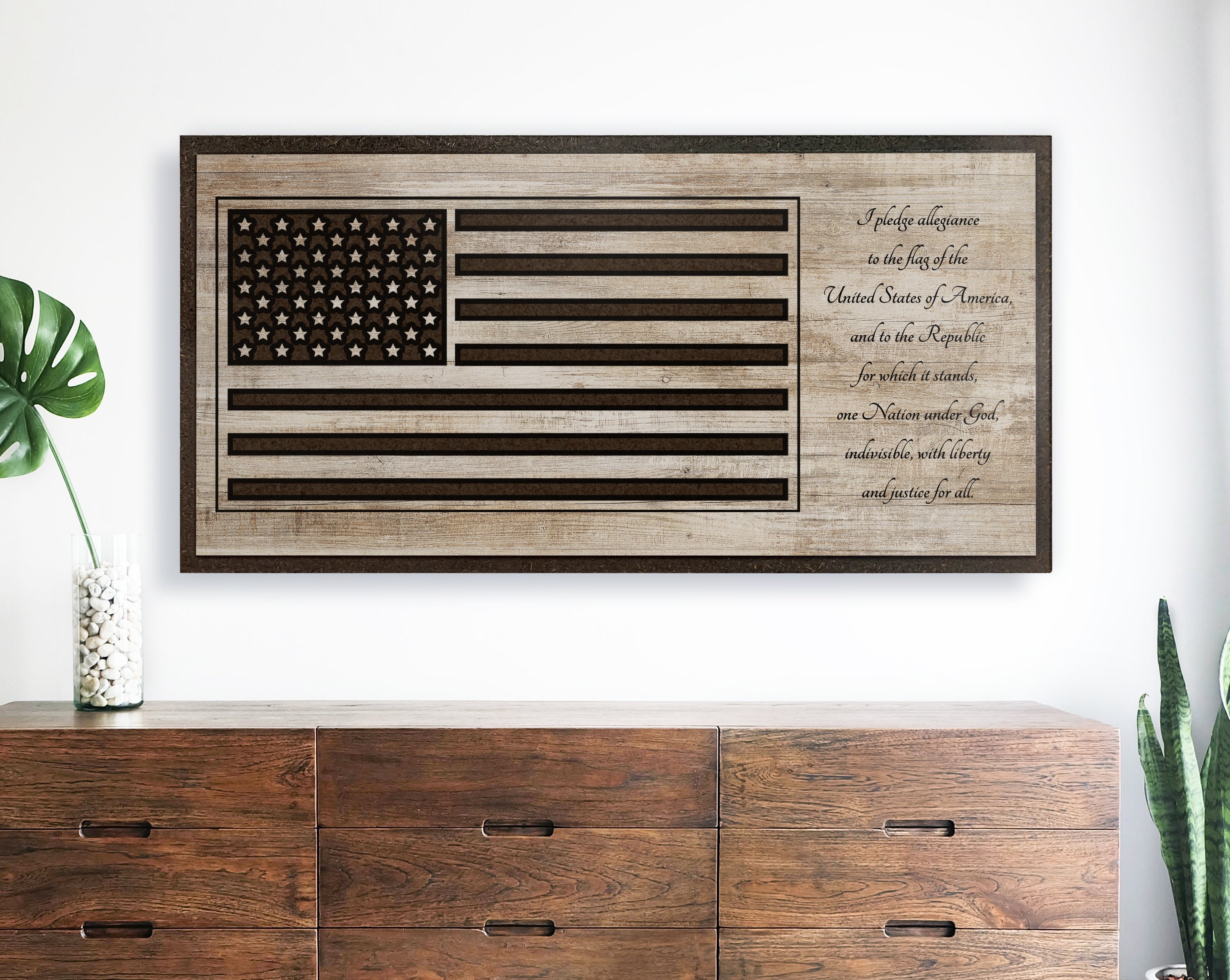 Patriotic Home Wall Decor I Pledge Allegiance Quote Art Flag - Etsy