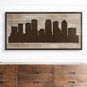 Tampa Bay Florida City Skyline Picture | Carved Wood Wall Art | Living Room Bedroom Entryway | Anniversary Gift Idea | Personalize Name Date