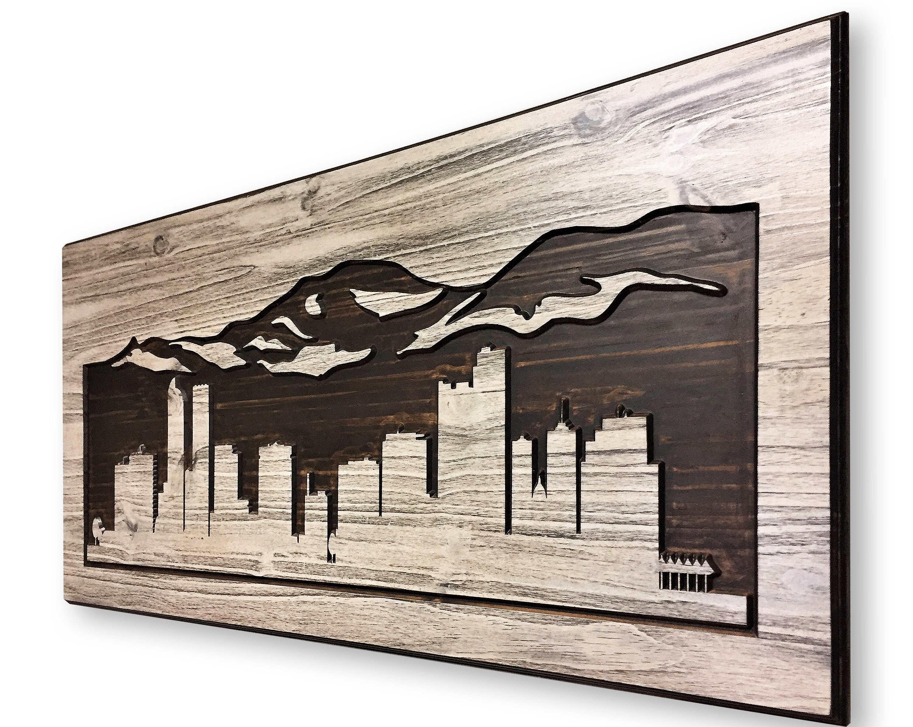 Denver Colorado City Skyline Wall Art 3D Wooden Decor Rustic Etsy