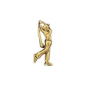 May include: A gold-colored metal figurine of a golfer swinging a club.