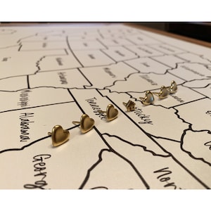 US push pin map personalized with your own text - Framed premium canvas print layered over cork - 2 Year Anniversary - Cotton Poly Blend