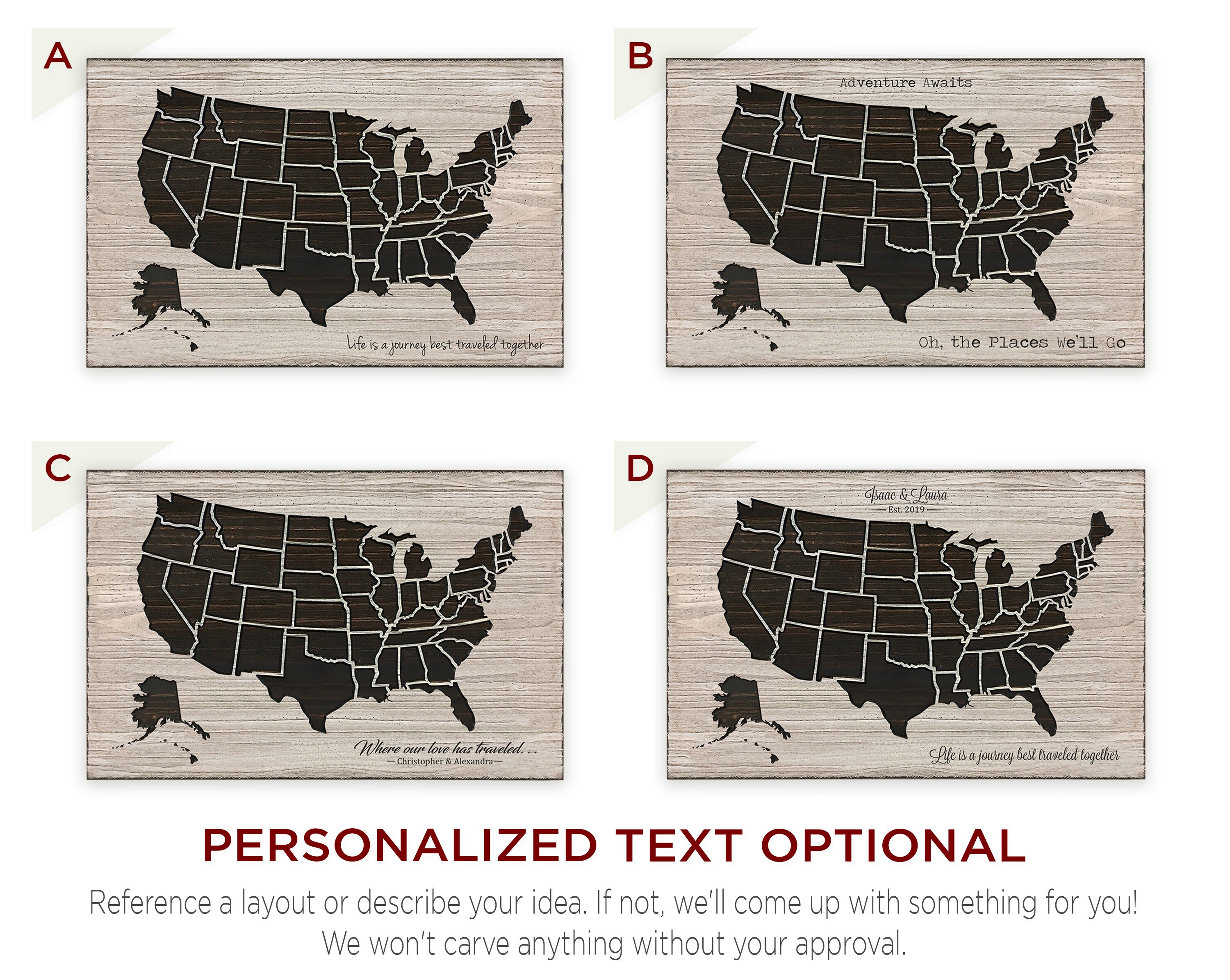 US Map Home Wall Decor United States Wall Art Wooden Map Etsy