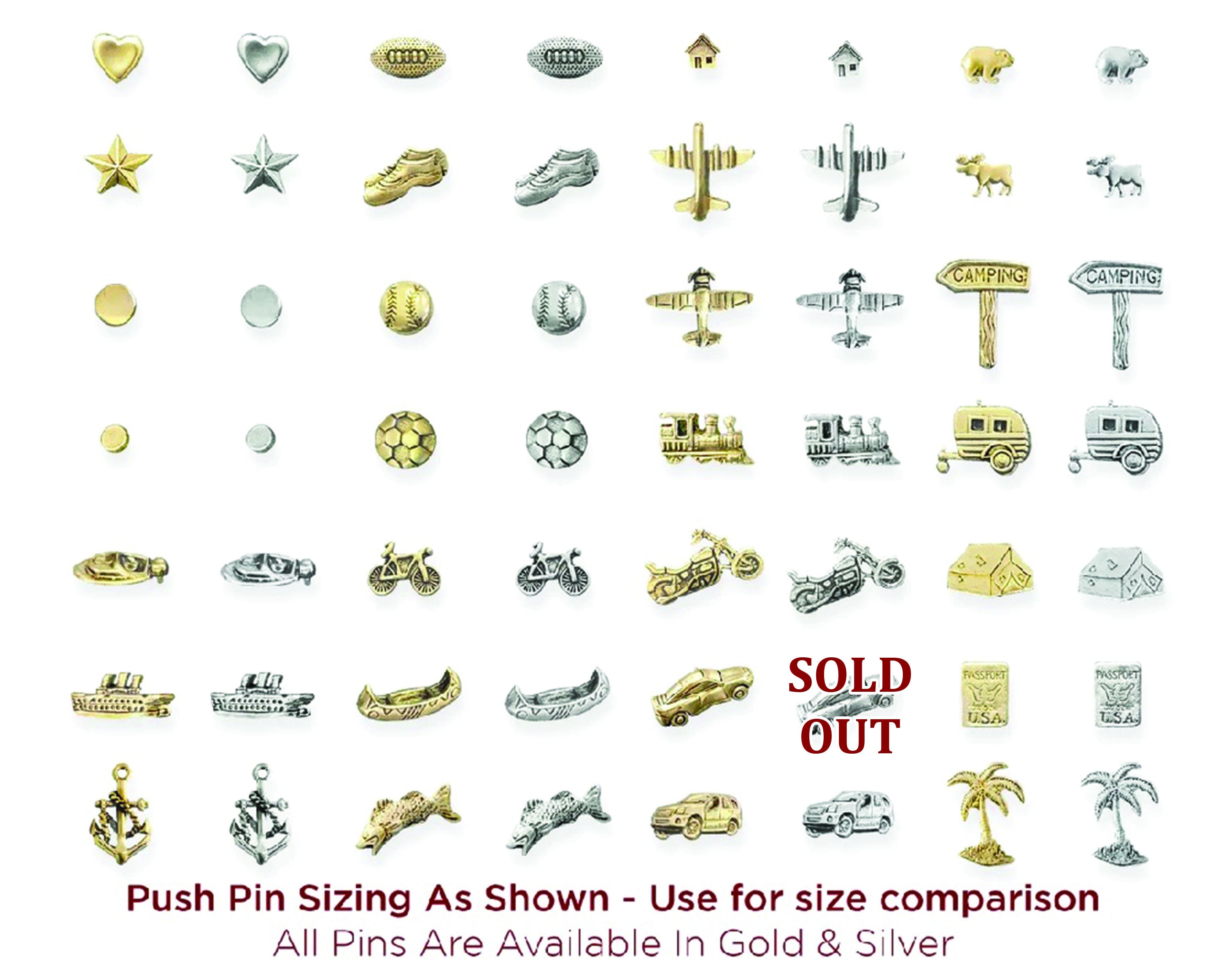 Combination Travel Push Pins, Mix & Match Map Markers, Metal Thumb ...