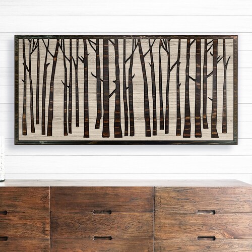 Carved Birch Tree Art 3D Wood Wall Art Tree Wall Decor Etsy