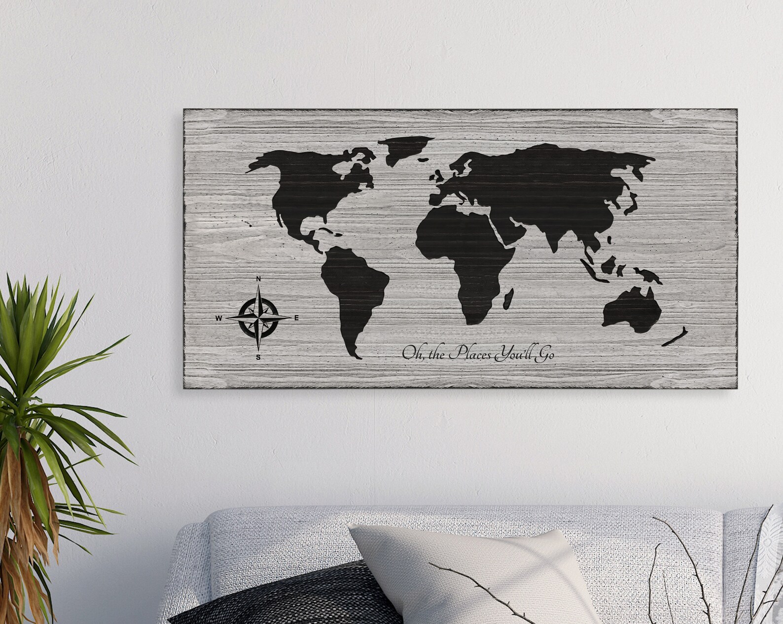 World map wall art Inspirational Quotes nursery kids room | Etsy