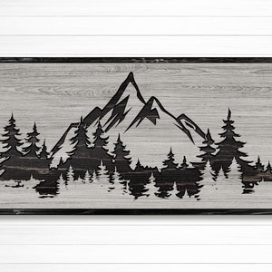Mountain Wood Wall Art - Cabin Wall Decor - Nature and Tree Art - Carved Wood - Lightweight and Easy to Hang - Unique gift idea
