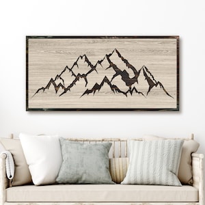 Mountain Wood Wall Art - Cabin Wall Decor - Nature and Tree Art - Carved Wood - Lightweight and Easy to Hang - Unique gift idea