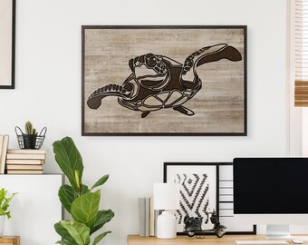 Carved Sea Turtle Art | Sea Turtle Wall Decor | Sea Turtle Gift Idea | Ocean Home Wall Decor | Ocean Animals | Sea Creatures for Kids