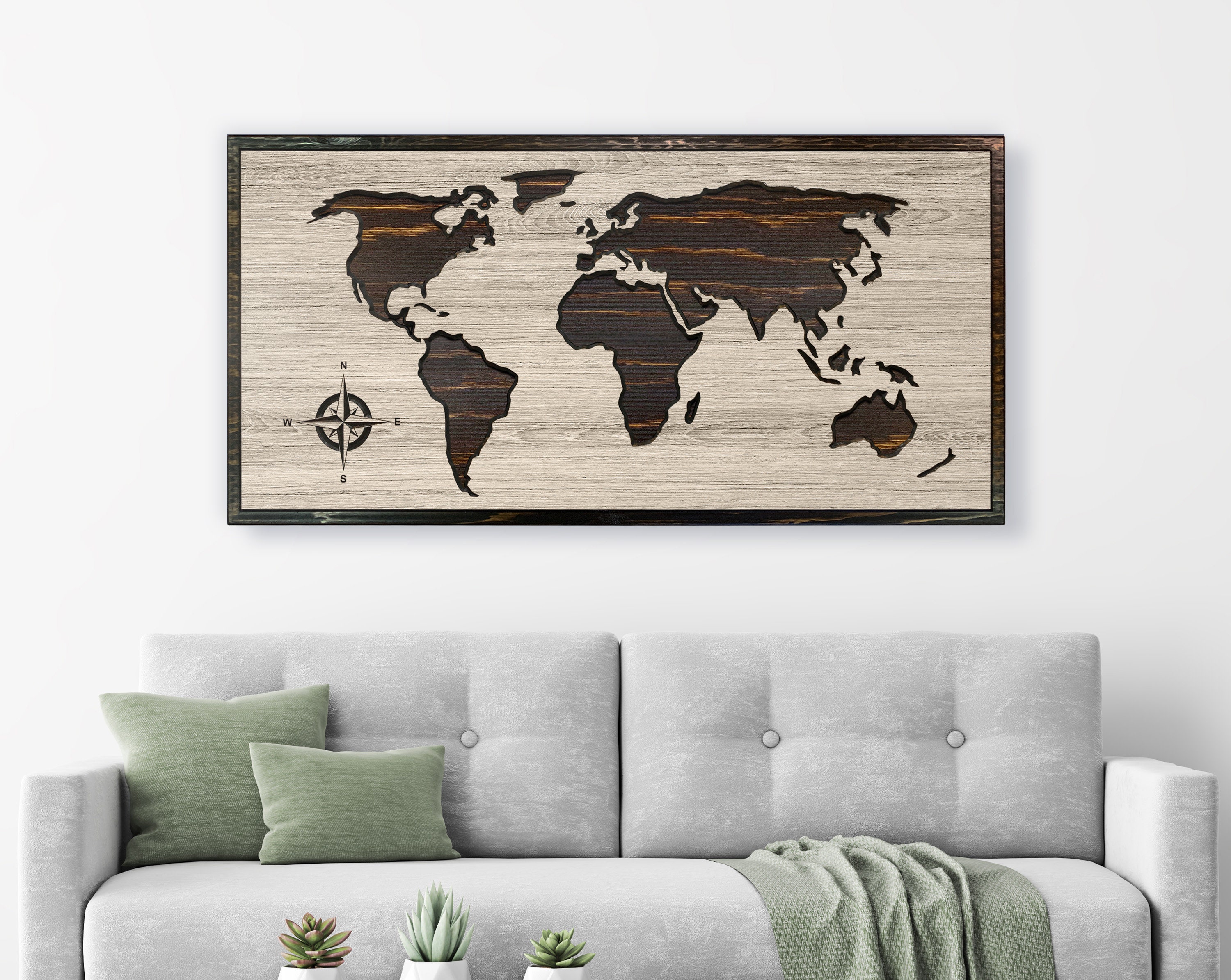 Carved wooden world map wood wall art world map home decor Etsy