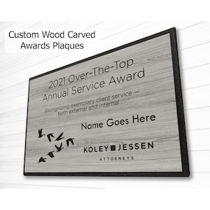 Carved Custom Corporate Awards Plaque - Wooden plaque - Unique company & business gift ideas - Achievement - Retirment - Service Award