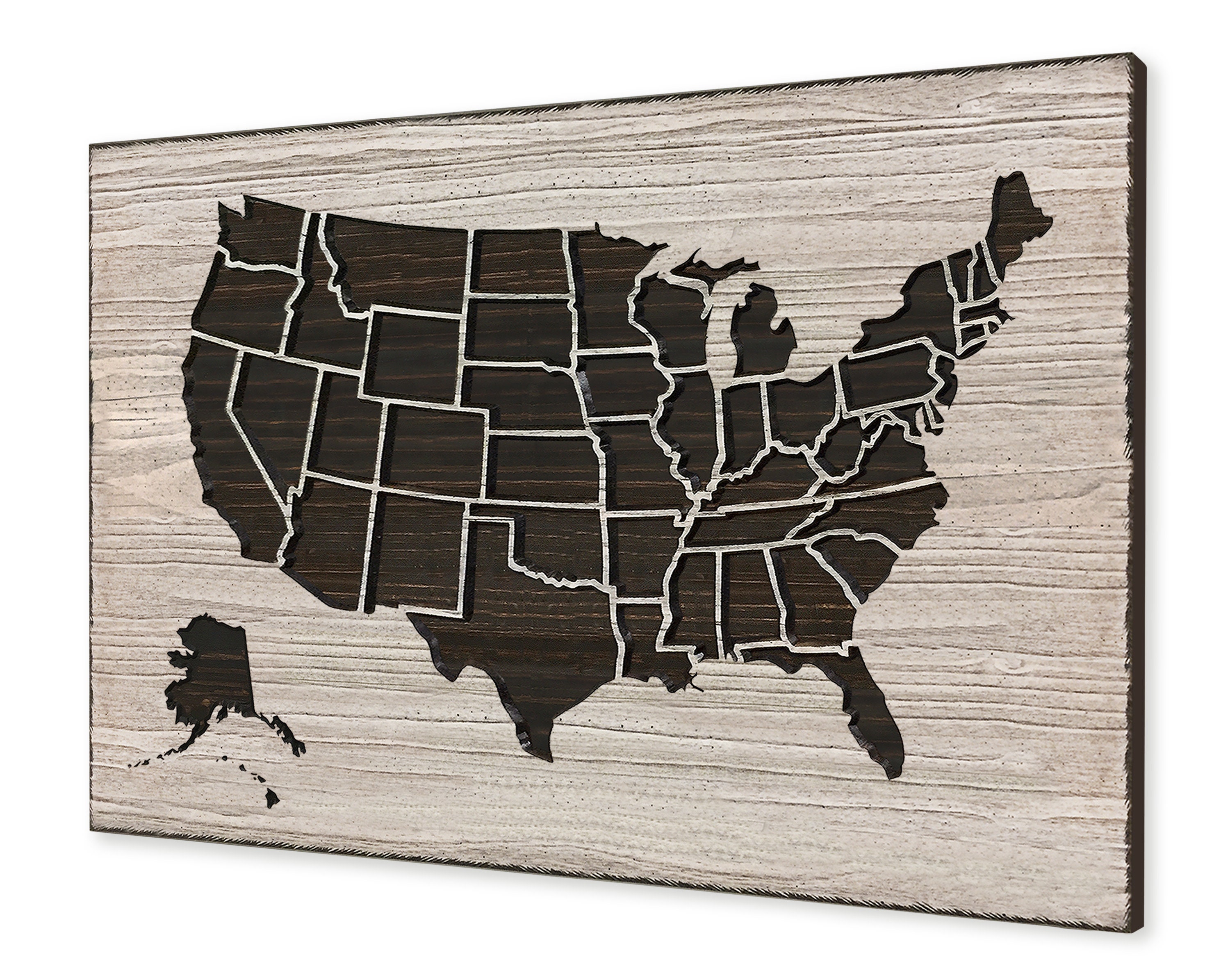 US Map wall hanging wooden map carved into solid wood great Etsy