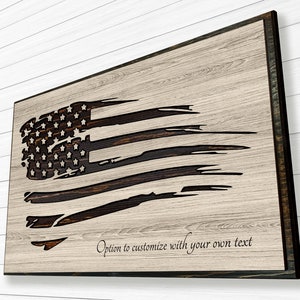 Carved Wood American Flag Wall Art - Wood wall art - Shredded Flag - Patriotic home wall decor - Veteran&#39;s Gift Idea - 4th of July - US Flag