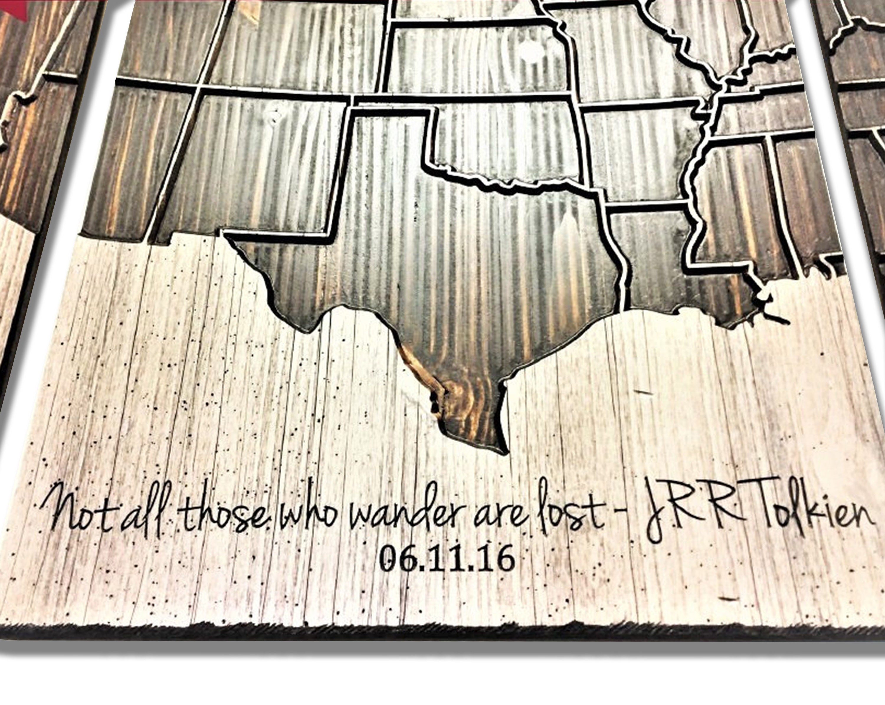 Wood Wall Art Anniversary Gift Wood US Map United States Etsy