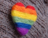 Rainbow Pride Heart Needle Felted Brooch - LGBTQ+ Gift - Gay Pride/Bi Pride Lapel Pin - Cute Accessory - Rainbow Brooch - Heart Brooch