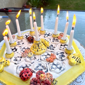 BBB- Beautiful Bumble Bees | Jewish Menorah | Judaica | Chanukah | Bees Menorah | Jewish | Menorahs | Judaica Art | Hannukah Menorah