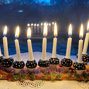 Fireflies in the Garden Menorah | Mushroom Menorah | Jewish Gifts | Chanukah | Jewish Wedding | Chanukah Menorah | Judaica Art |