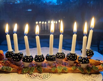 Fireflies in the Garden Menorah | Mushroom Menorah | Jewish Gifts | Chanukah | Jewish Wedding | Chanukah Menorah | Judaica Art |