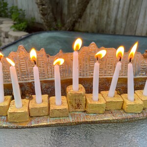 Golden City Menorah | Jewish Gifts | Judaica | Chanukah | Jewish Art | Jewish Wedding | Mushroom Menorah | Judaica Art | Hanukah