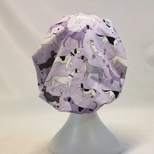 Lavender Dogs Bouffant Surgical Dental Scrub Cap Chemo Hat