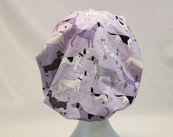 Lavender Dogs Bouffant Surgical Dental Scrub Cap Chemo Hat