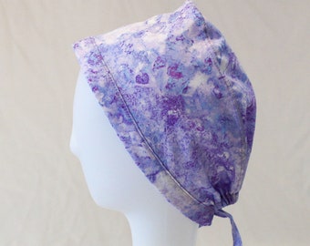 Lavender Marble Print Surgical Scrub Cap Dentist Chemo Hat