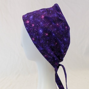 Purple Galaxy Space Print Surgical Scrub Cap Dentist Chemo Hat
