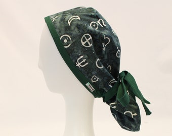 Planetary Symbols Ponytail Surgical Dental Scrub Cap Long Hair Hat