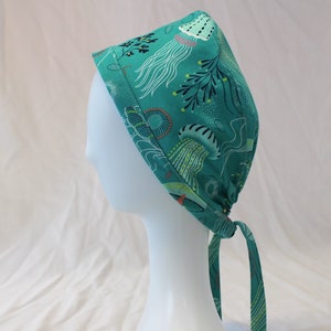 Aqua Jellyfish Surgical Scrub Cap Chemo Dentist Hat