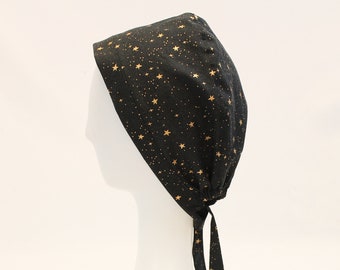 Gold Stars Galaxy Print Surgical Scrub Cap Dentist Chemo Hat