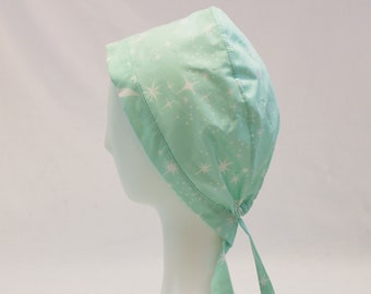 Mint Stars & Moon Surgical Scrub Cap Dentist Chemo Hat
