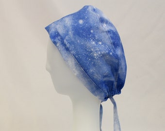 Blue Starry Night Sky Print Surgical Scrub Cap Dentist Chemo Hat