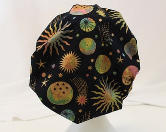 Metallic Celestial Bouffant Surgical Dental Scrub Cap Chemo Hat