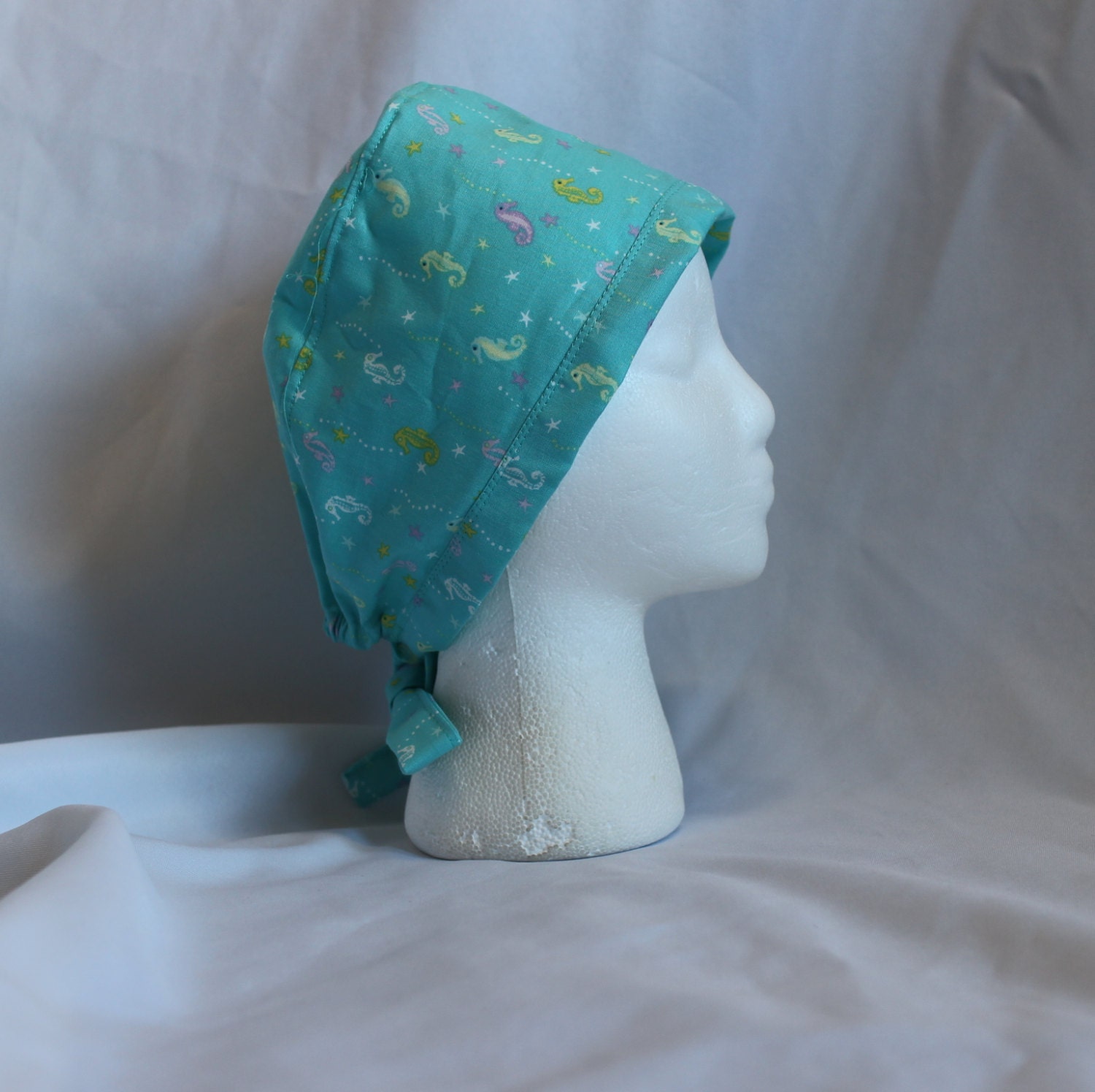 Seafoam Green Seahorses Surgical Scrub Cap Dental Chemo Hat Etsy